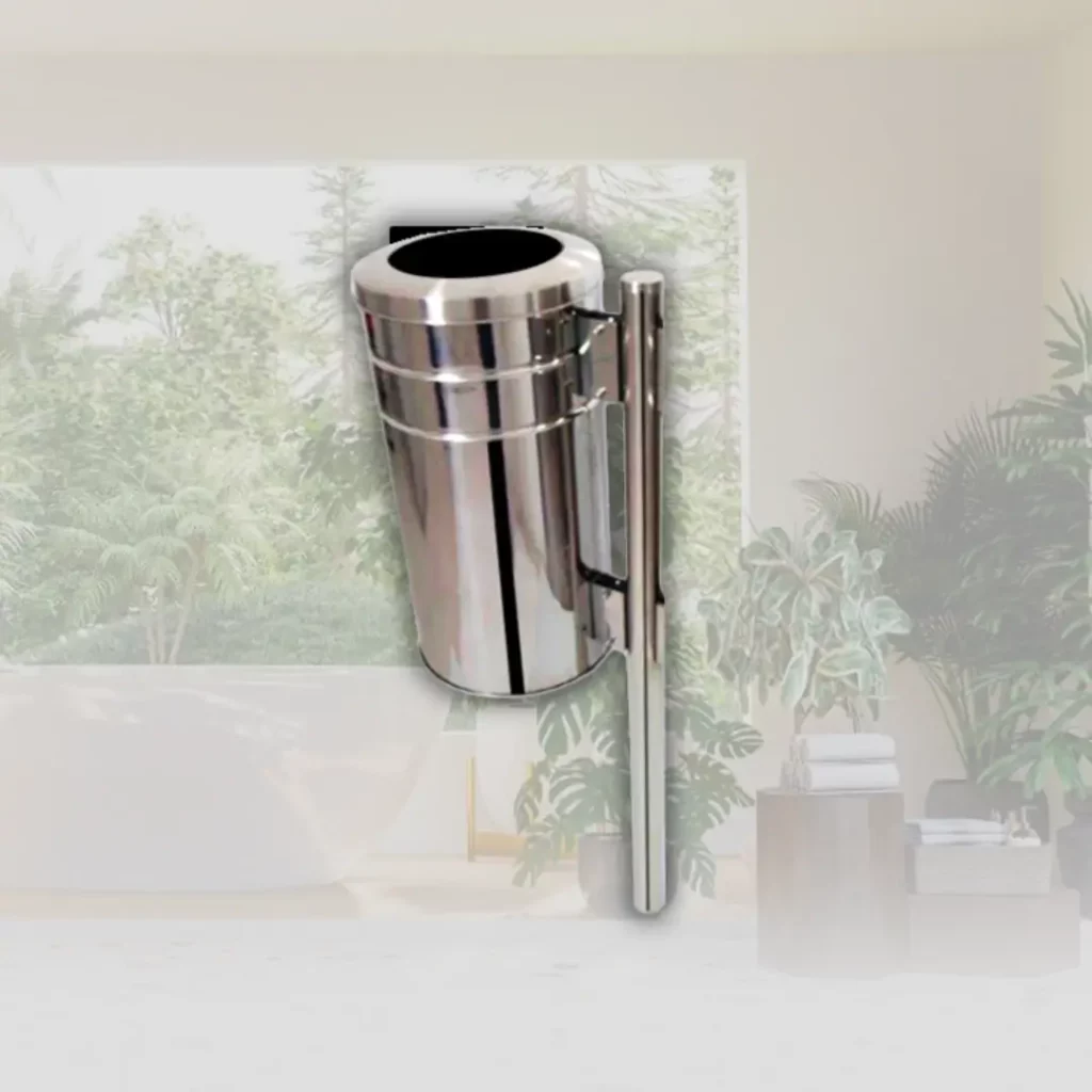 Lixeira Urbana Aço Inox tampa aro com uma lixeira Ecobin